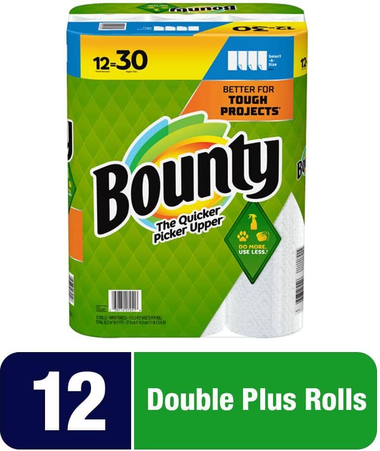 Bounty White, Select-A-Size Paper Towels (12 Double Plus Rolls)