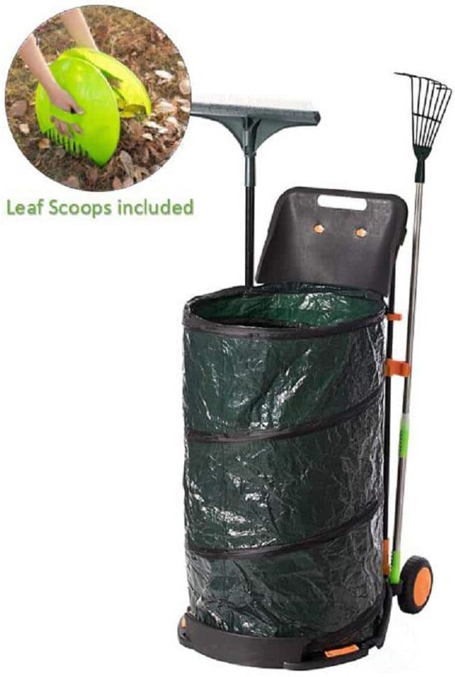 Gardenised All Purpose Garden Cart and Leaf Collector, Bonus Hand Leaf Rakes Included