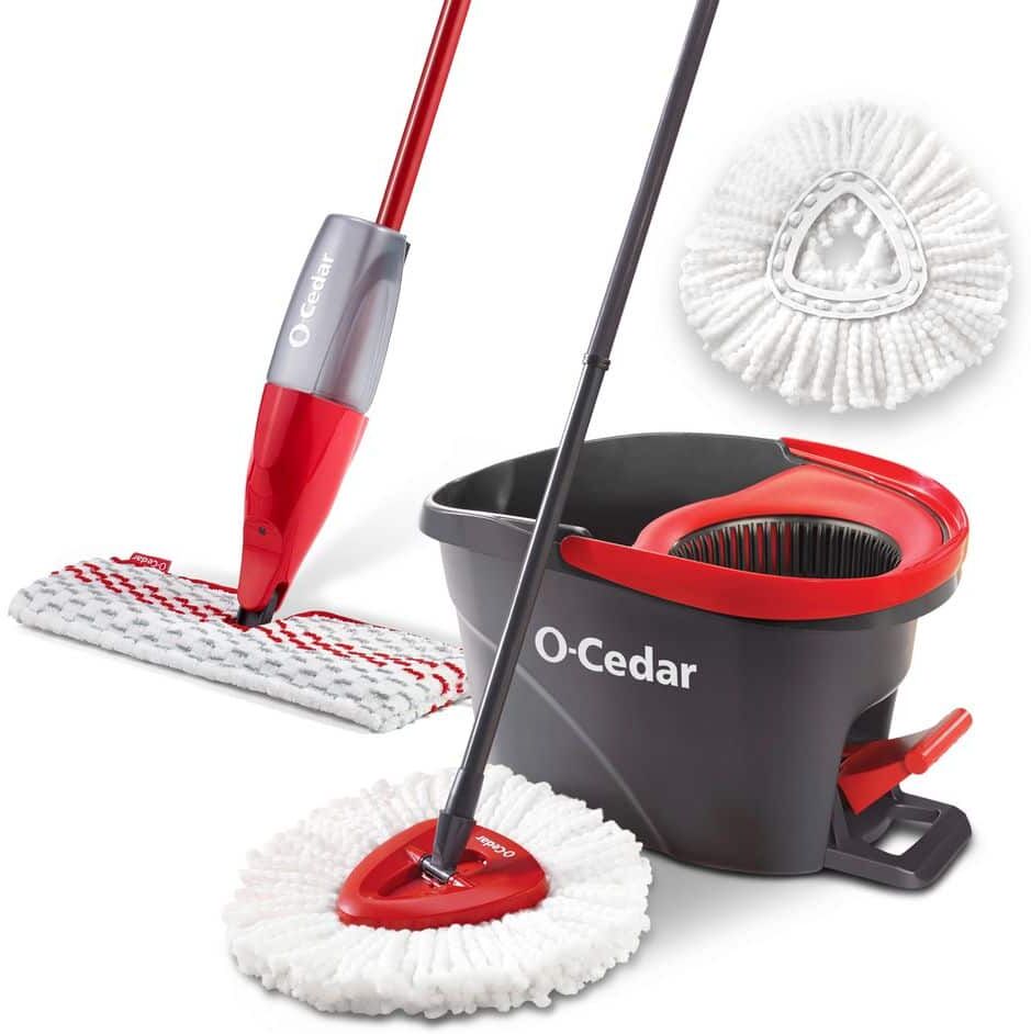 O-Cedar EasyWring Spin Mop with Bucket System +1 Extra Mop Head Refill, and ProMist MAX Spray Mop