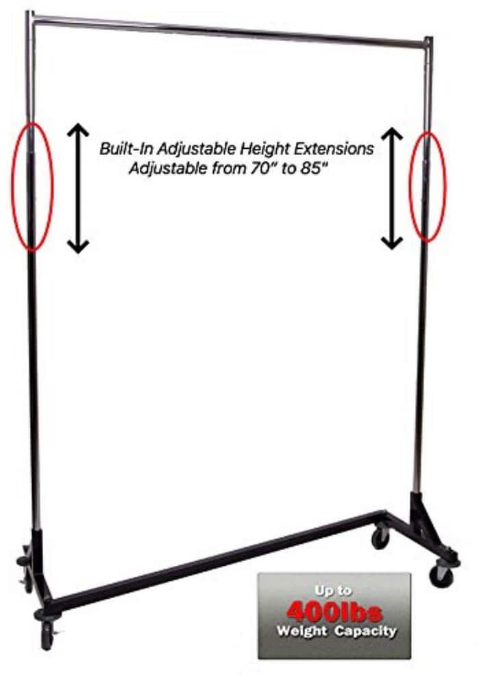 Only Hangers Black Z Metal Clothes Rack 63 in. W x 84 in