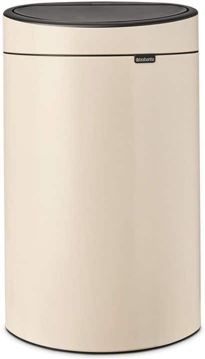 Brabantia Touch Top Trash Can New, 10.6 Gal. (40 l), Plastic Bucket - Soft Beige