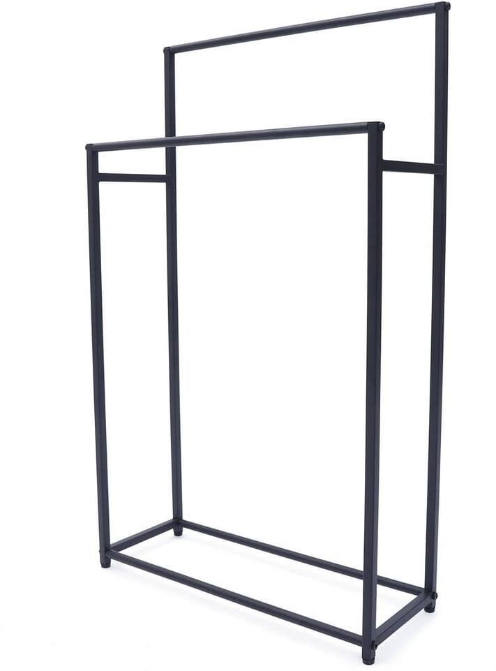 YIYIBYUS 23.6 in. W Black Metal Freestanding 2 Tiers Tie and Belt Rack Towel Stand