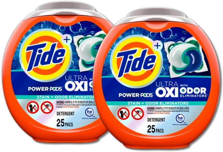 Tide Ultra OXI Power Odor Eliminators Unscented Laundry Detergent Pods (25-Count, Multi-Pack 2)