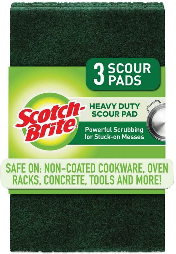 Scotch-Brite 3.8 in. W x 6 in. L Green Heavy-Duty Scour Pad Sponge (3/Pack, 10-Packs/Carton)