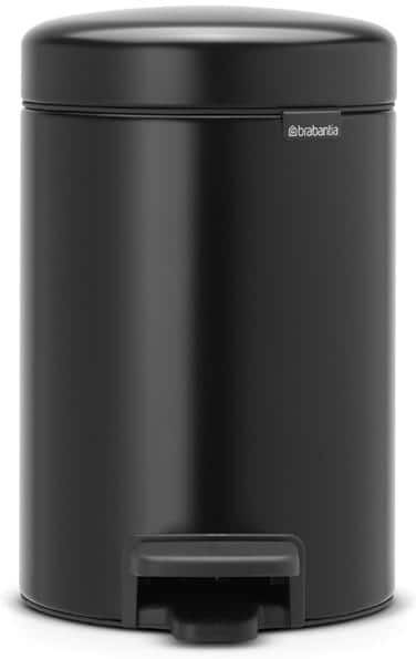 Brabantia NewIcon 0.8 Gal. Matte Black Steel Step-On Trash Can