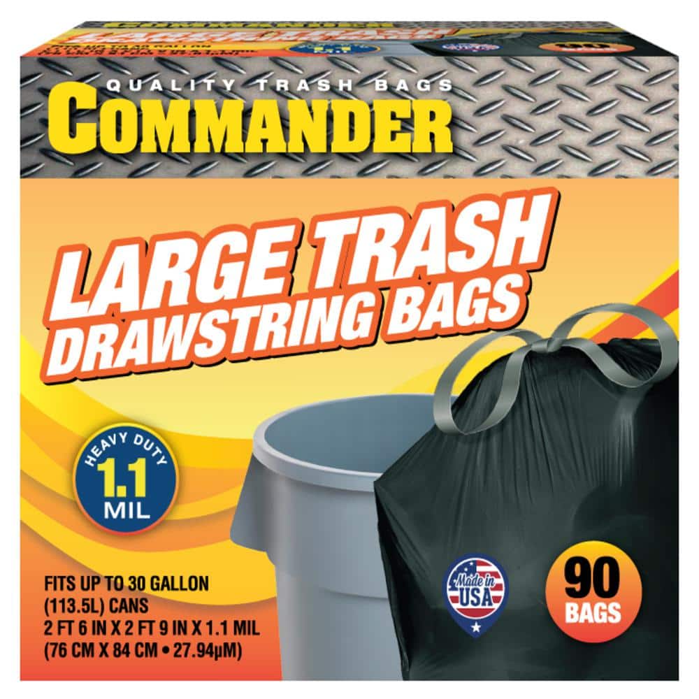 Commander 20 Gal. to 30 Gal. 1.1 Mil Black Tall Kitchen Bags 30 in. x 33 in. Pack of 90 for Home, Kitchen and Office