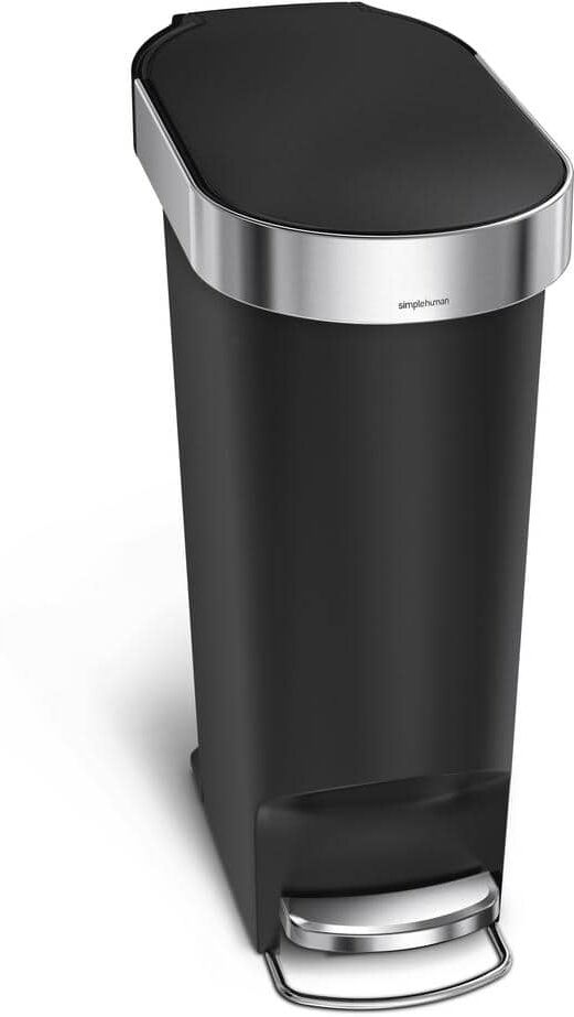 simplehuman 40 l/10.6 Gal. Black Plastic Slim Kitchen Step Trash Can