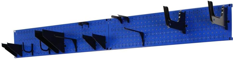 Wall Control 8 in. H x 64 in. W Garage Tool Storage Lawn and Garden Tool Organizer Rack with Blue Metal Pegboard and Black Hook Set