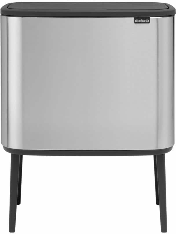 Brabantia Bo 9 Gallon Dual Compartment Matte Steel Fingerprint Proof Rectangular Recycling Touch Top Trash Can