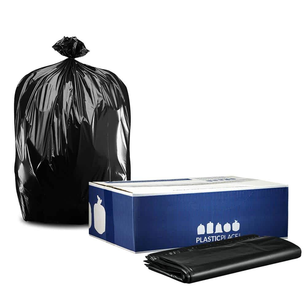 Plasticplace 50 in. W x 48 in. H 65 Gal. 3.0 mil Black Gusset Seal Extra-Heavy Trash Bags (50-Case)