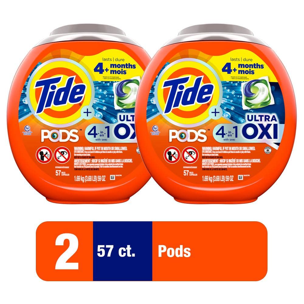 Tide 4-In-1 Ultra Oxi Laundry Detergent Pods (57-Count) (Multi-Pack 2)