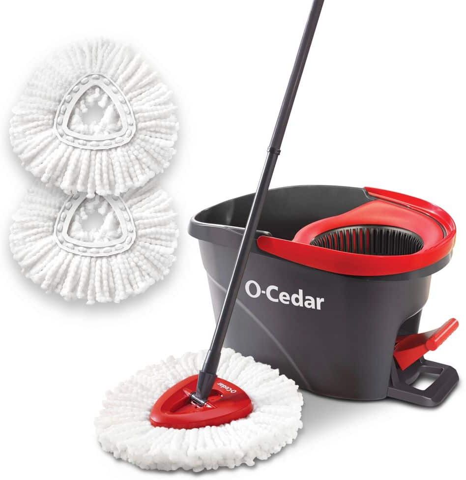 O-Cedar EasyWring Microfiber Spin Mop with Bucket System and 2 Extra Mop Head Refills