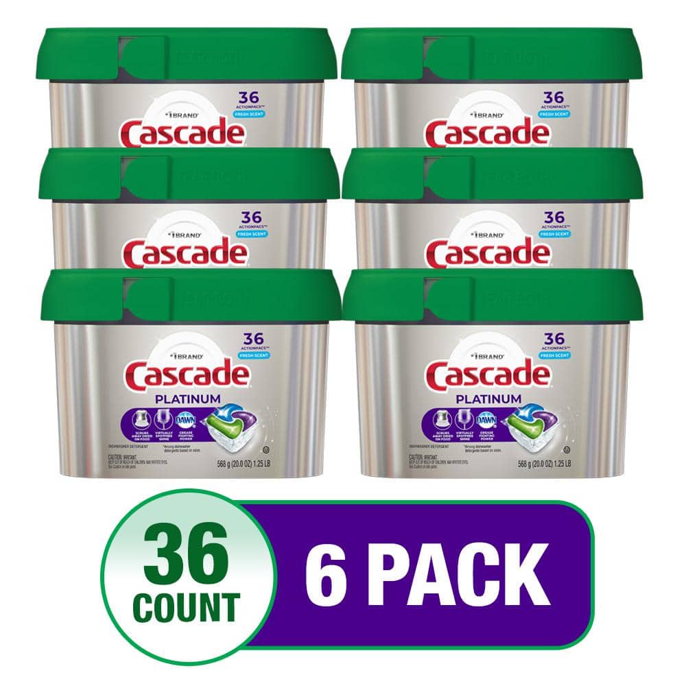 Cascade Platinum ActionPacs Fresh Dishwasher Detergent with Dawn (36-Count, 6-Pack)