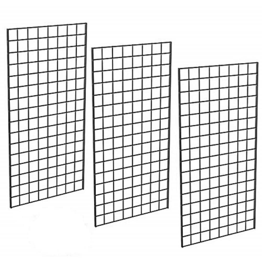 Only Hangers 48 in. H x 24 in. W Black Metal Commercial Grade Grid Wall (3-Pack)