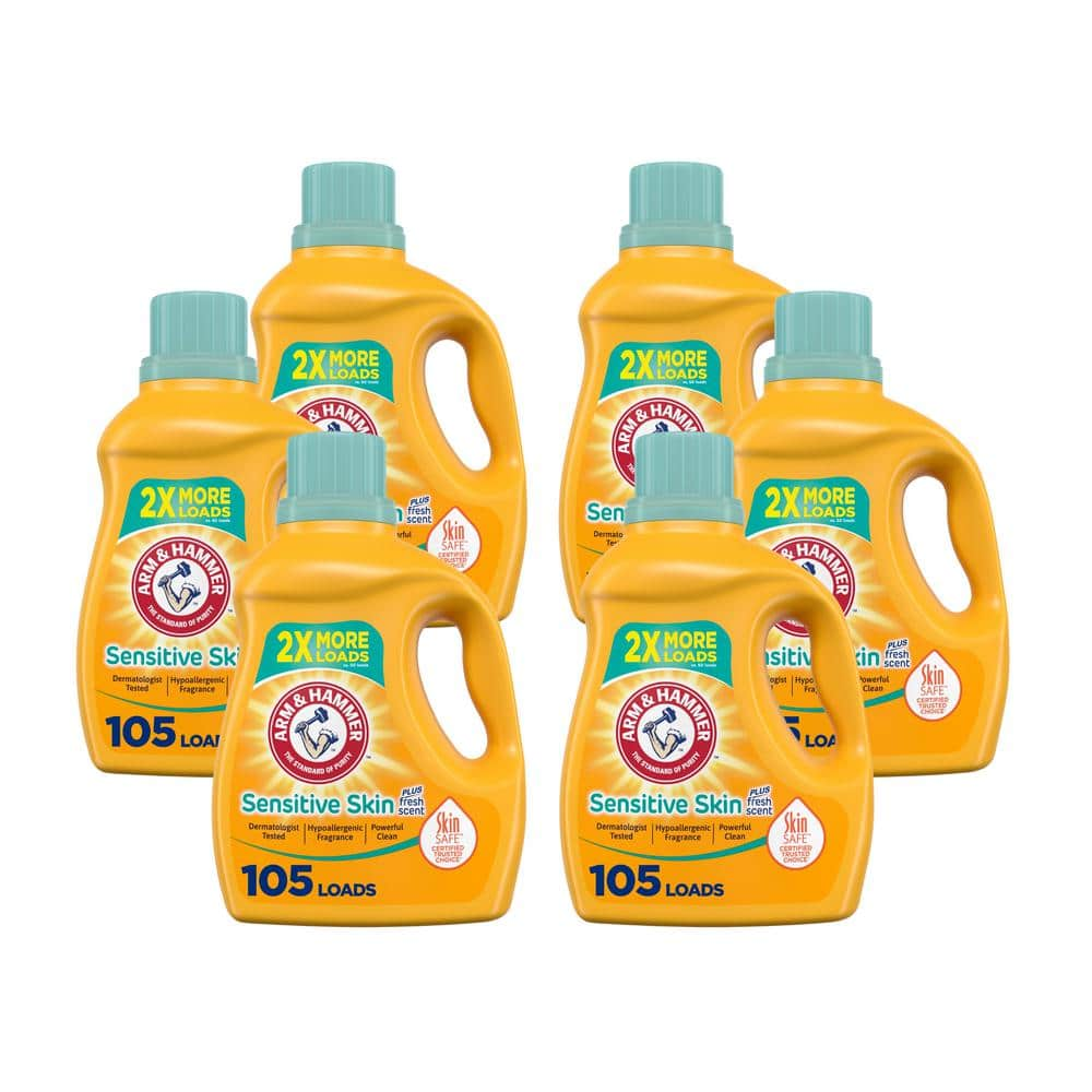 ARM & HAMMER 105 oz. Sensitive Skin Plus Scent Dual HE Liquid Laundry Detergent (105 Loads), (6-Pack)