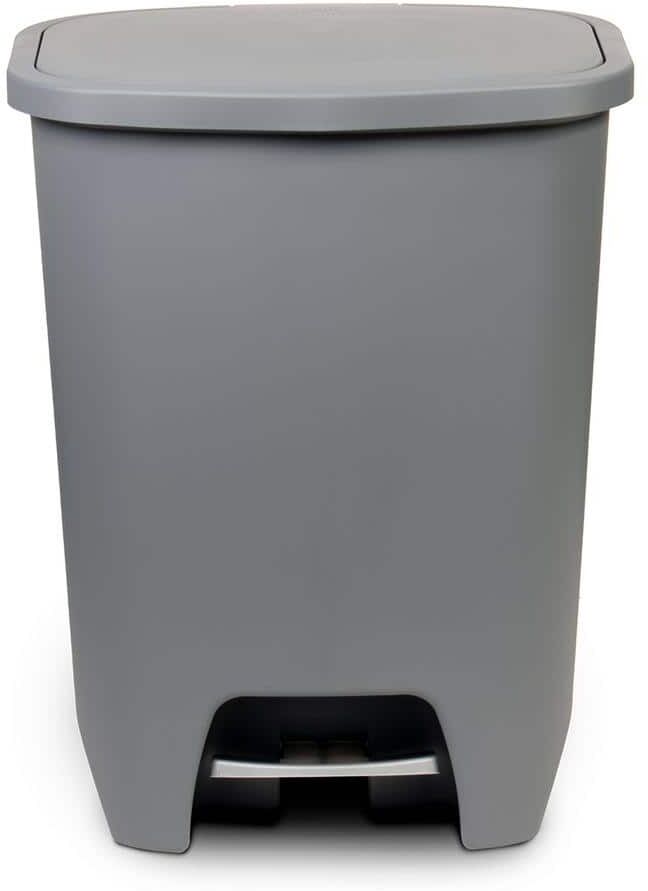 Glad 20 Gal. Gray Step-On Plastic Trash Can with Clorox Odor Protection of The Lid