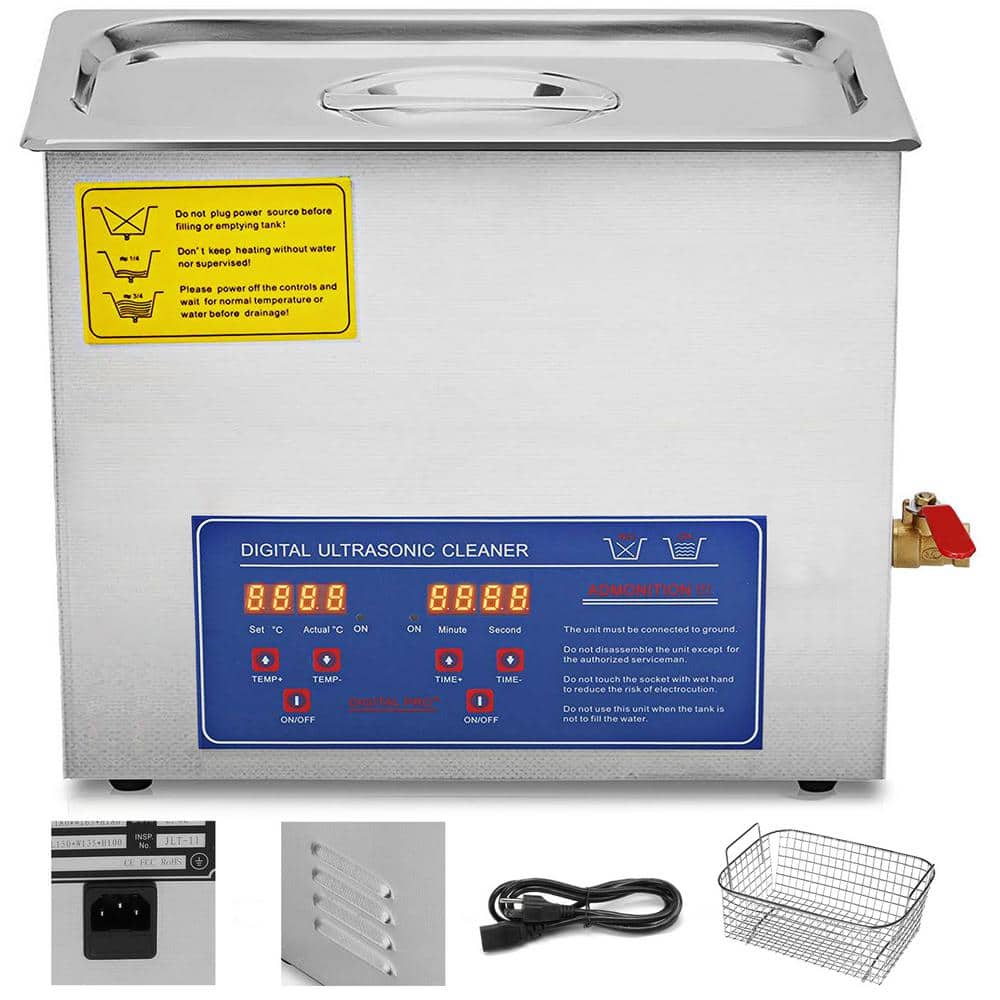 VEVOR Ultrasonic Cleaner 10L Ultrasonic Cleaning Machine 40 KHZ with Digital Timer and Heater Professional