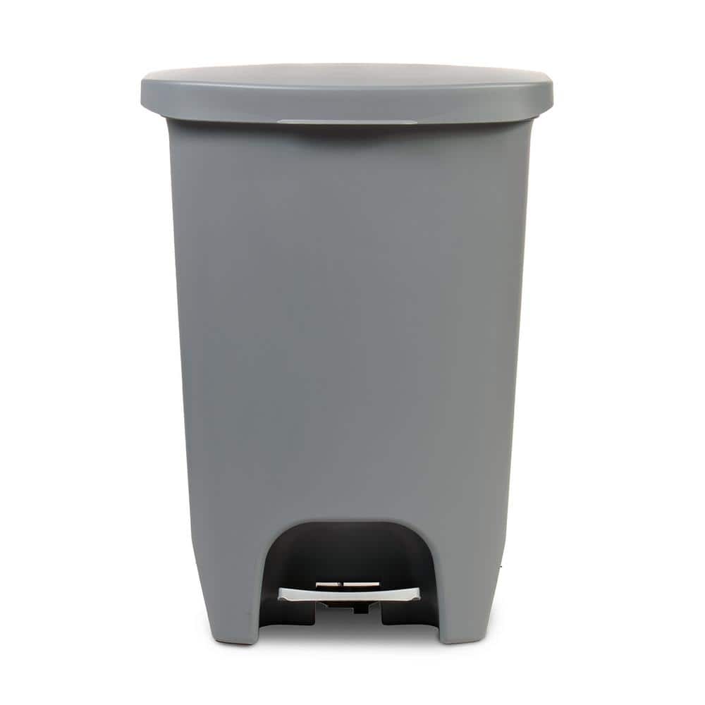 Glad 13 Gal. Gray Step-On Plastic Trash Can with Clorox Odor Protection of The Lid