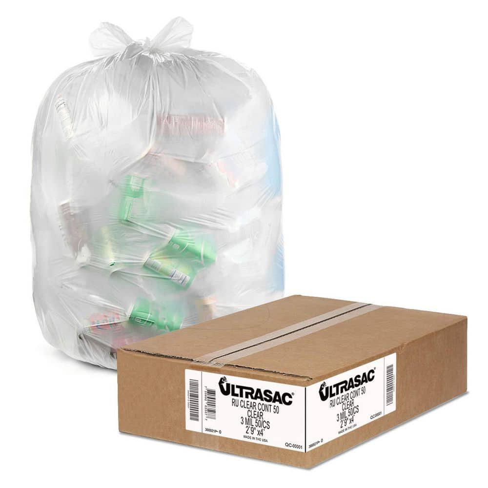 Ultrasac 42 Gal. 3 mil Thick Heavy-Duty Clear Trash Bags - 33 in. x 48 in. For Industrial and Construction (50-Pack)