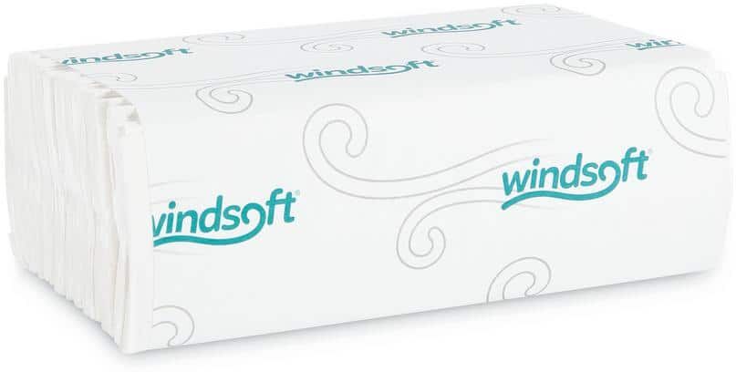 Windsoft C-Fold Paper Towels 1-Ply 10.2 x 13.25 White (200 Sheets per Pack, 12 Packs per Carton)