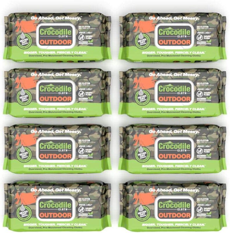 CROCODILE CLOTH Case Outdoor Huge Biodegradable Heavy-Duty Wet Cloths (8-Packs of 80 Wipes)