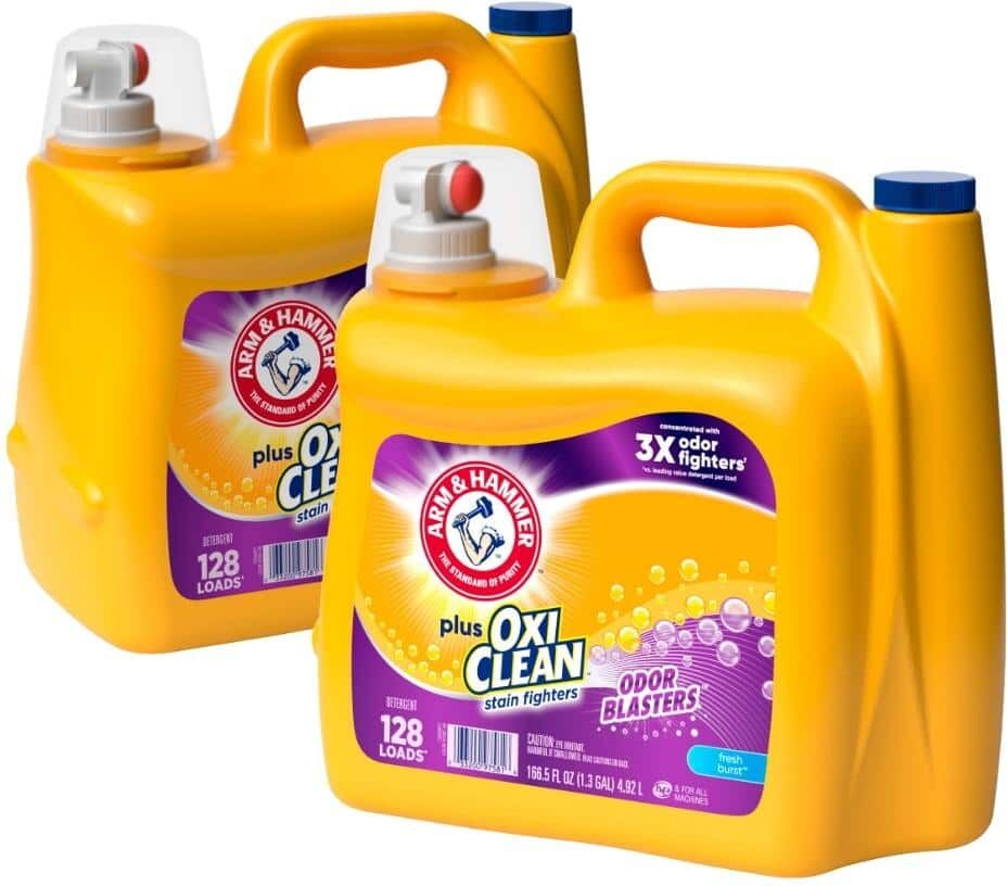 ARM & HAMMER 166.5 fl.oz. OxiClean Odor Blasters Fresh Burst Liquid Laundry Detergent, 128 Loads (2-Pack)