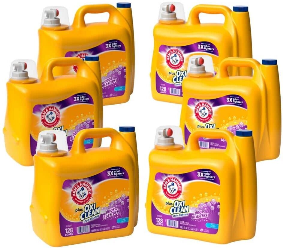 ARM & HAMMER 166.5 fl.oz. OxiClean Odor Blasters Fresh Burst Liquid Laundry Detergent, 128 Loads (6-Pack)