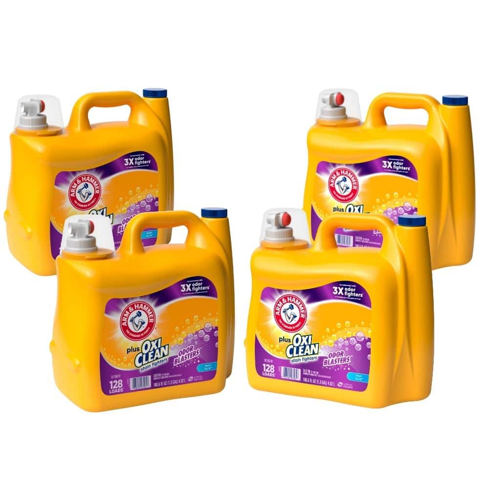 ARM & HAMMER 166.5 fl.oz. OxiClean Odor Blasters Fresh Burst Liquid Laundry Detergent, 128 Loads (4-Pack)