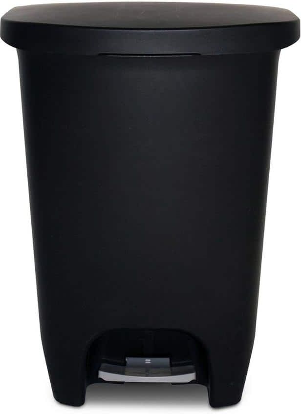 Glad 13 Gal. Black Step-On Plastic Trash Can with Clorox Odor Protection of The Lid