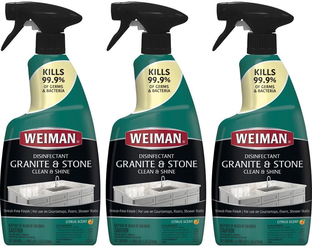 Weiman 24 oz. Granite and Stone Disinfectant Countertop Cleaner and Polish Spray (3-Pack)