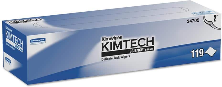 Kimtech Kimwipes Delicate Task Wipers, 2-Ply, 11-4/5 in. x 11-4/5 in., 119/Box, 15 Boxes/Carton