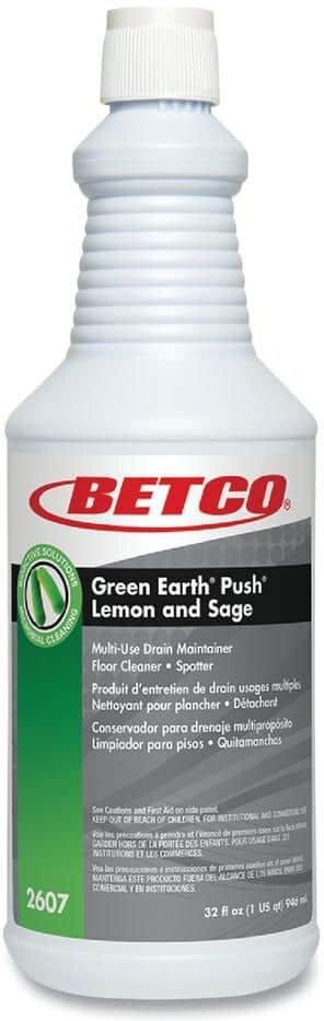 Betco 32 oz. Green Earth Bioactive Solutions PUSH Lemon and Sage Scent Drain All-Purpose Cleaner, Bottle (12-Pack)