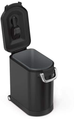 simplehuman Medium Pet Food Storage Can with Scoop in Matte Black Steel