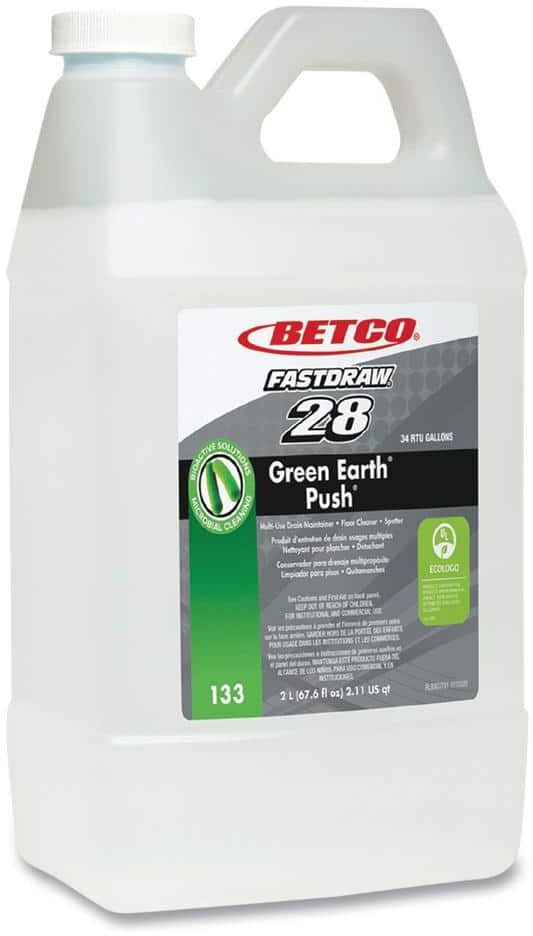 Betco 2 l Green Earth Bioactive Solutions PUSH New Green Scent Drain All-Purpose Cleaner, Bottle (4-Pack)