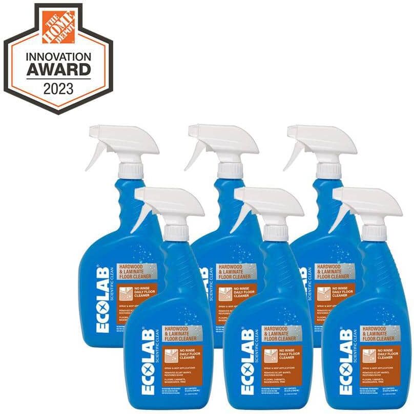 ECOLAB 32 fl. oz. Hardwood and Laminate Floor Cleaner, No-Rinse Solution Safe on Wood, Laminate, Marble and Vinyl (6-Pack)