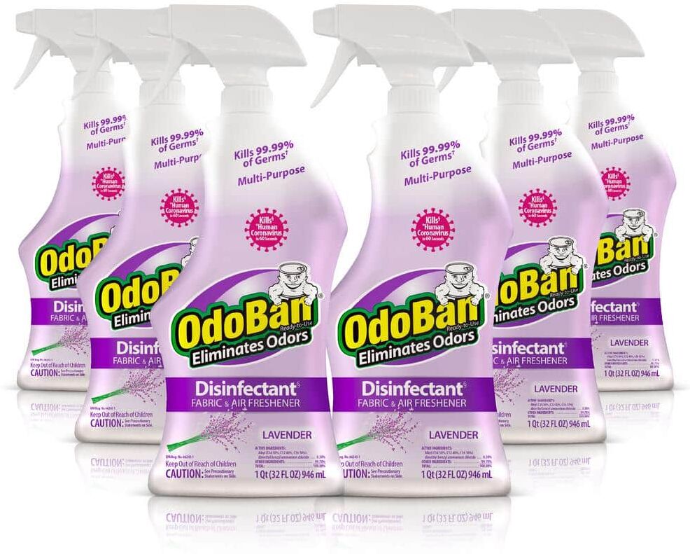 OdoBan 32 oz. Lavender Multi-Purpose Disinfectant Spray, Odor Eliminator, Sanitizer, Fabric Freshener, Mold Control (6-Pack)