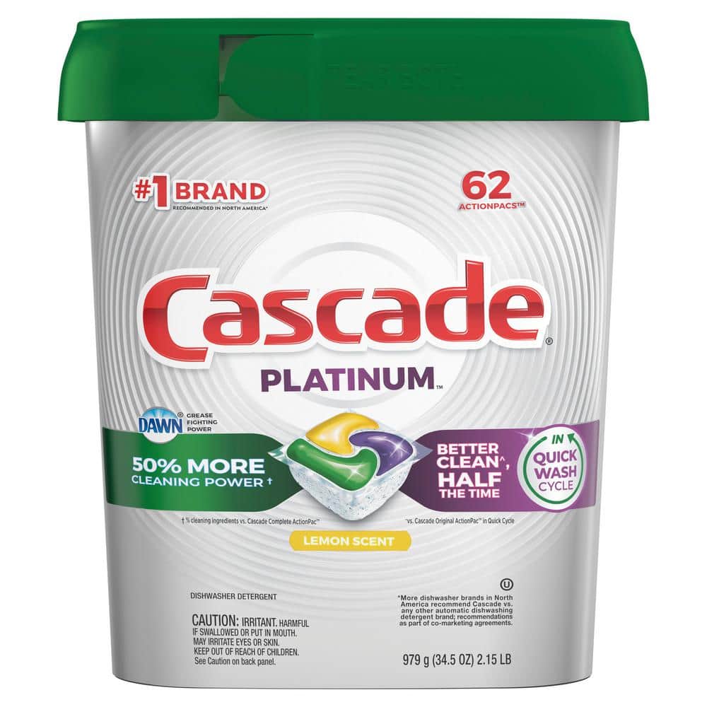 Cascade Platinum ActionPacs with Dawn Lemon Scent Dishwasher Detergent (62-Count)
