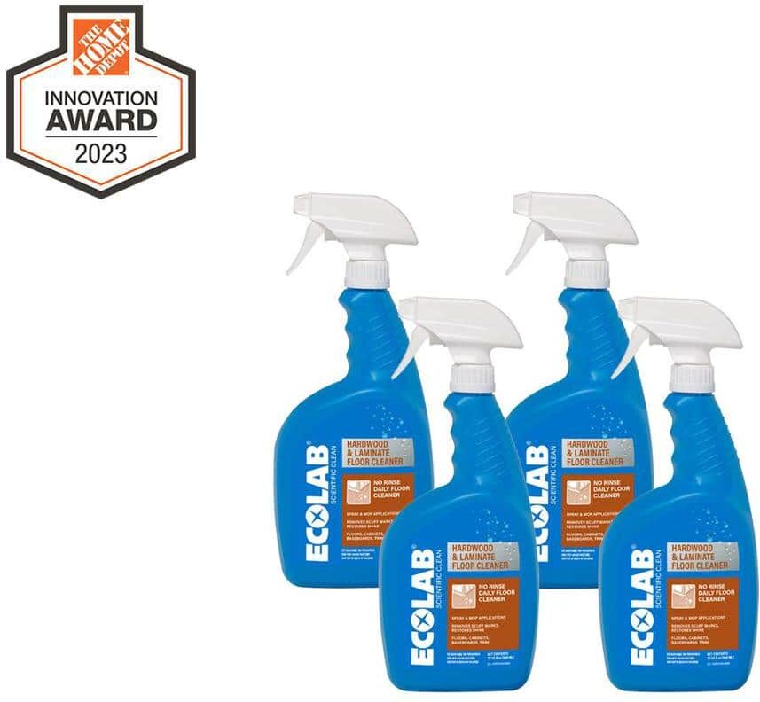 ECOLAB 32 fl. oz. Hardwood and Laminate Floor Cleaner, No-Rinse Solution Safe on Wood, Laminate, Marble and Vinyl (4-Pack)