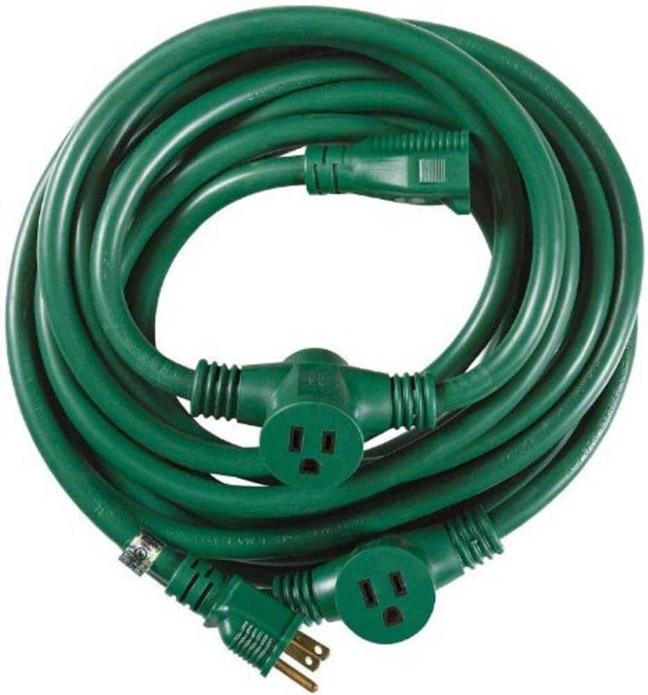 Woods 25 ft. 14/3 Multi-Outlet (3) Garden Outdoor Medium-Duty Extension Cord, Green