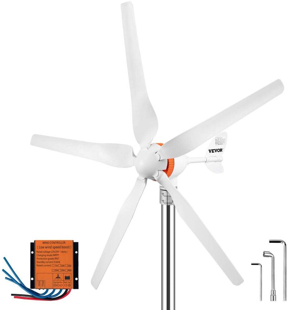 VEVOR Wind Turbine Generator 500-Watt 5 Blades Auto Adjust Windward Direction Wind Power Generator with MPPT Controller