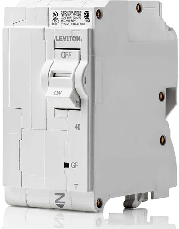 Leviton Branch Circuit Breaker, GFCI 2-Pole 40 Amp, 120-Volt/240-Volt, Hydraulic Magnetic