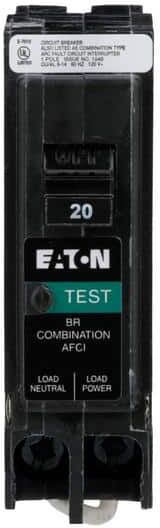 Eaton 20 Amp 120-Volt, Single-Pole AFCI Circuit Breaker Type BR Pigtail Neutral