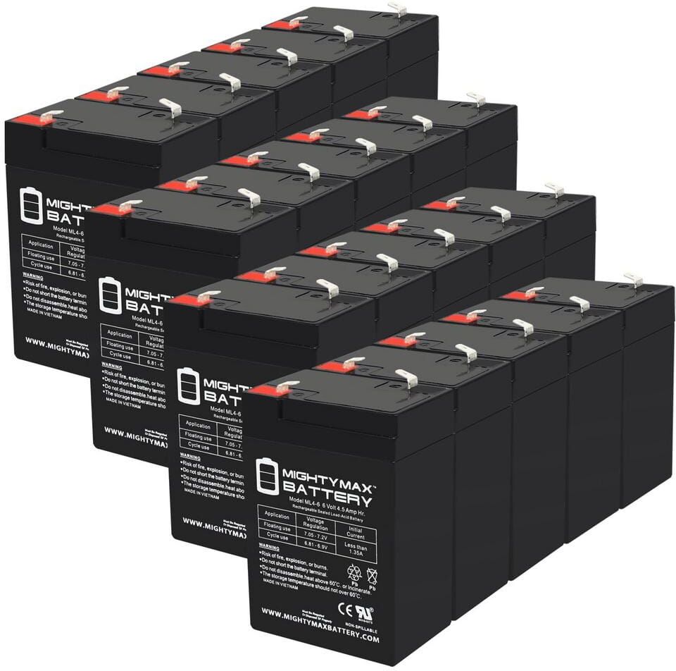 MIGHTY MAX BATTERY 6V 4.5AH SLA Replacement Battery for Abbott Lab Plum A+ Pump - 20 Pack