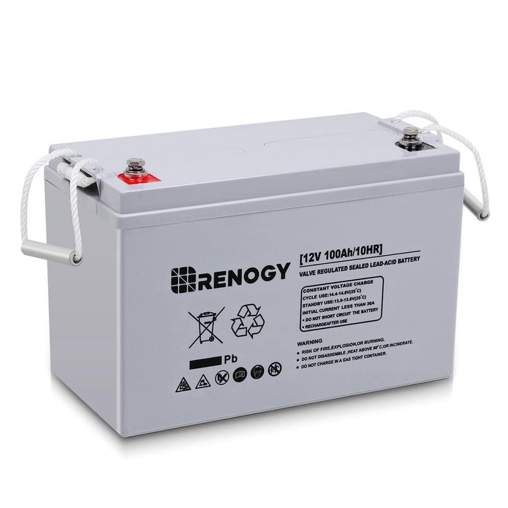 Renogy Deep Cycle AGM Battery 12-Volt 100Ah Safe Charge Most Home Appliances for RV, Off-Grid Solar System, Maintenance-Free