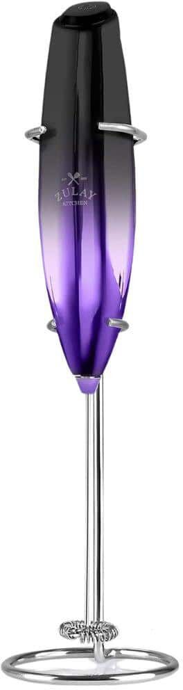 Zulay Kitchen Executive Series Premium Milk Frother - Black Purple Fade with Silver OG Stand