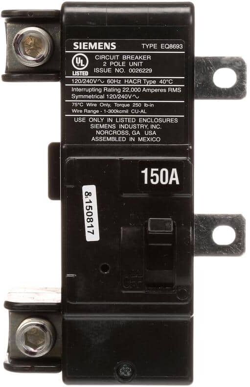 Siemens 150 Amp Main Breaker Conversion Kit