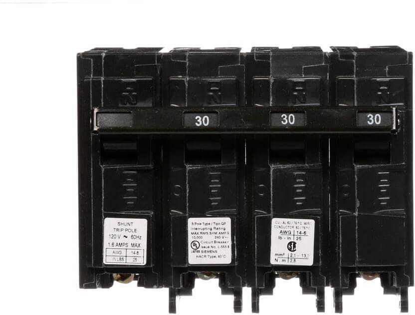 Siemens 30 Amp Three-Pole Type QP Circuit Breaker with 120-Volt Shunt Trip