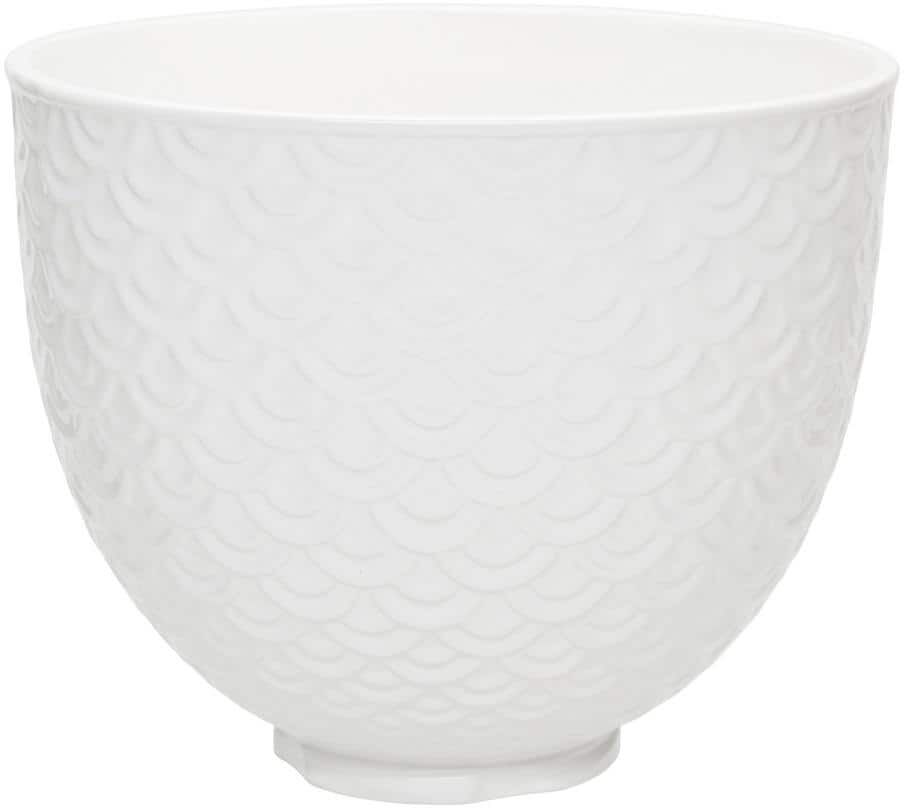 KitchenAid 5 Qt. White Mermaid Lace Textured Ceramic Bowl