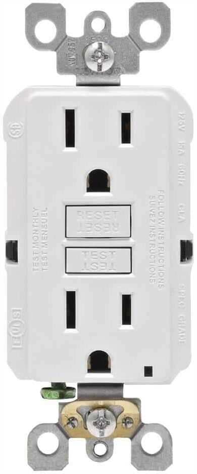 Leviton 15 Amp 125-Volt Duplex Self-Test Slim GFCI Outlet, White (4-Pack)