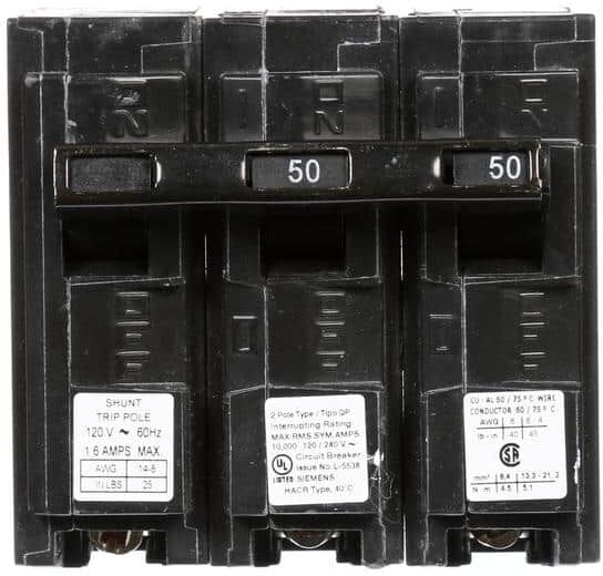 Siemens 50 Amp Double-Pole Type QP Circuit Breaker with 120-Volt Shunt Trip